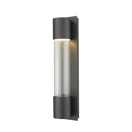 Z-Lite Striate 1 Light Outdoor Wall Sconce, Black & Clear Optic Glass 575M-BK-LED